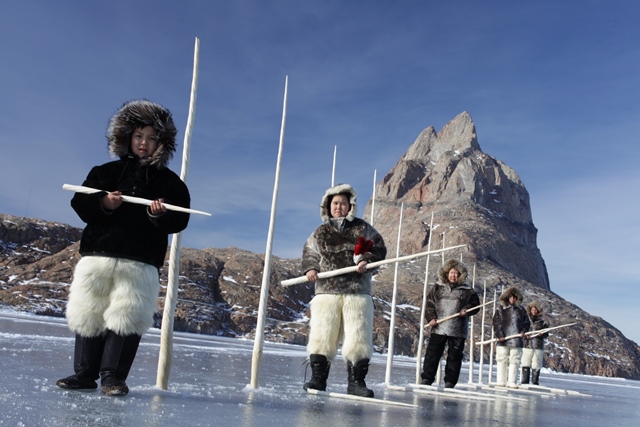 Narwhale tusks on the ice